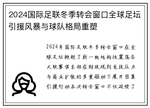 2024国际足联冬季转会窗口全球足坛引援风暴与球队格局重塑